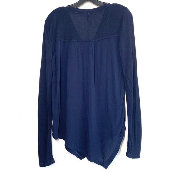XCVI Navy V Neck Long Sleeve Blouse - Picture 4 of 6